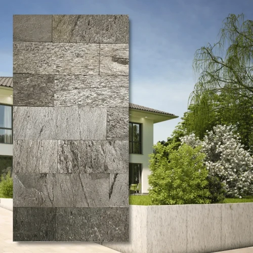 Kamień elewacyjny kwarcytowy Silver Shine Brick 10x30 - srebrzysty kamień naturalny