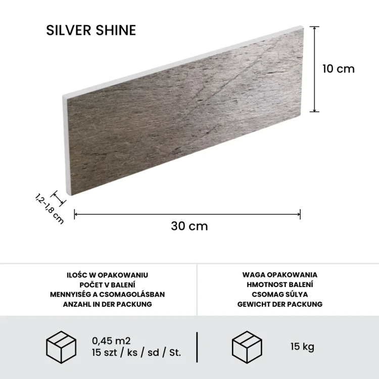 Kamień elewacyjny-dekoracyjny kwarcytowy Silver Shine Brick 10x30 – zdjęcie 7