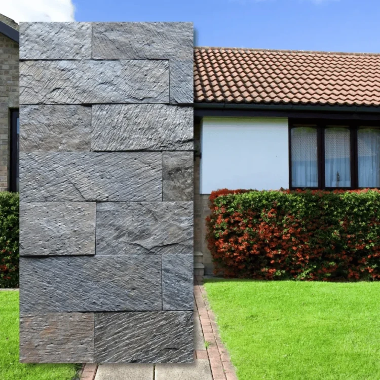 Kamień elewacyjny kwarcytowy Deoli Green Brick 10x30 - format cegiełki