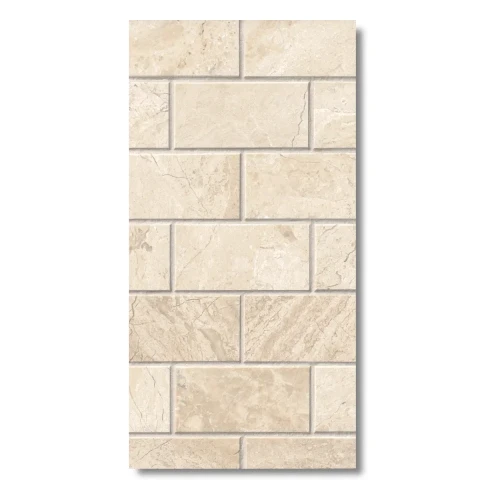 Płytka marmurowa 12 mm cegiełka Coffee White Brick 10x30 Queen Beige – zdjęcie 2