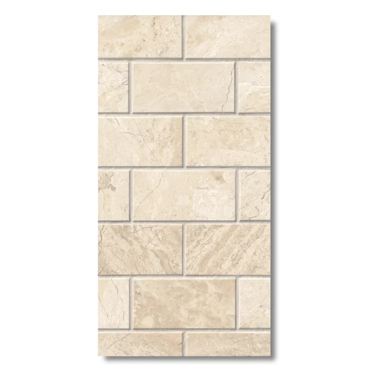 Płytka marmurowa 12 mm cegiełka Coffee White Brick 10x30 Queen Beige – zdjęcie 2