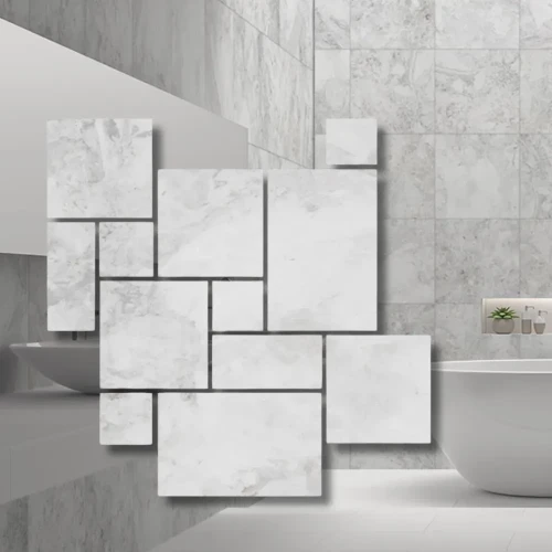 Płytka marmurowa Carrara Royal 12 mm satynowa matowa modularna - Komplet Rzymski 0,742 m2