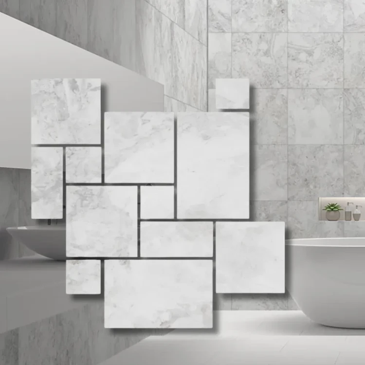 Płytka marmurowa Carrara Royal 12 mm satynowa matowa modularna - Komplet Rzymski 0,742 m2