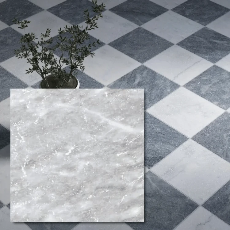 Płytka marmurowa Light Bluestone bębnowana 20,3x20,3x1,2 cm - naturalny kamień o postarzanej fakturze