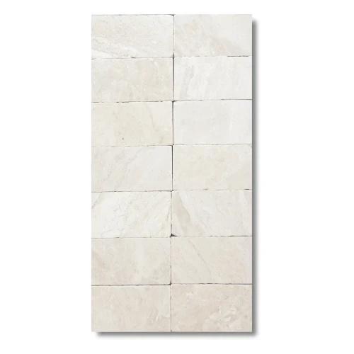 Płytka marmurowa Queen Beige | Coffee White Brick bębnowana 7,5x15x1 cm – zdjęcie 2