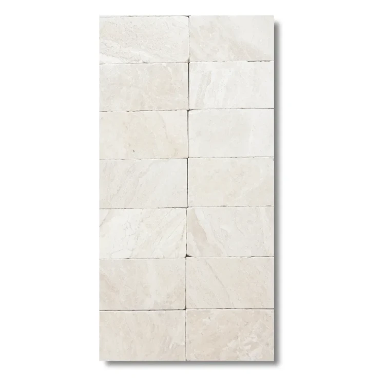 Płytka marmurowa Queen Beige | Coffee White Brick bębnowana 7,5x15x1 cm – zdjęcie 2