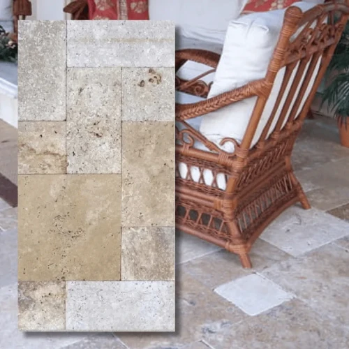 Kamień dekoracyjny Trawertyn Blend Mix Bębnowany 7,5x15x1 cm - naturalna harmonia barw