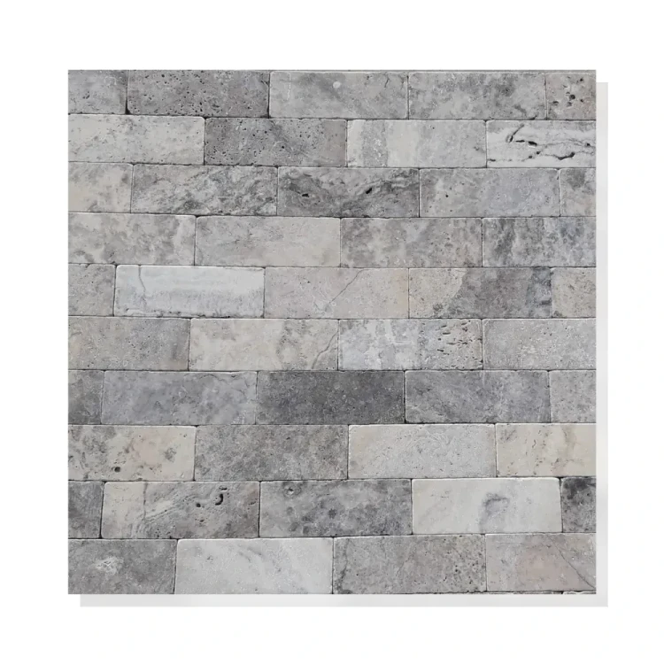 Kamień dekoracyjny 10mm Trawertyn Ash Bębnowany 7,5x15 cm – zdjęcie 2