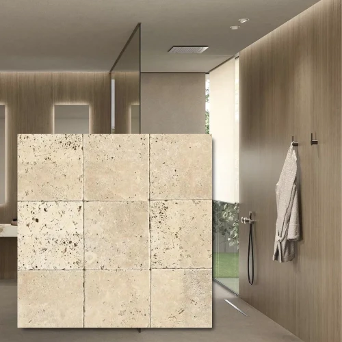 Kamień dekoracyjny trawertyn Ivory Classic Mix 10x10 - kremowa elegancja