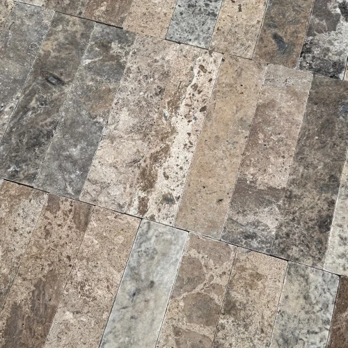 Kamień dekoracyjny trawertyn Ash bębnowany 7,5x30,5x1 cm – zdjęcie 2