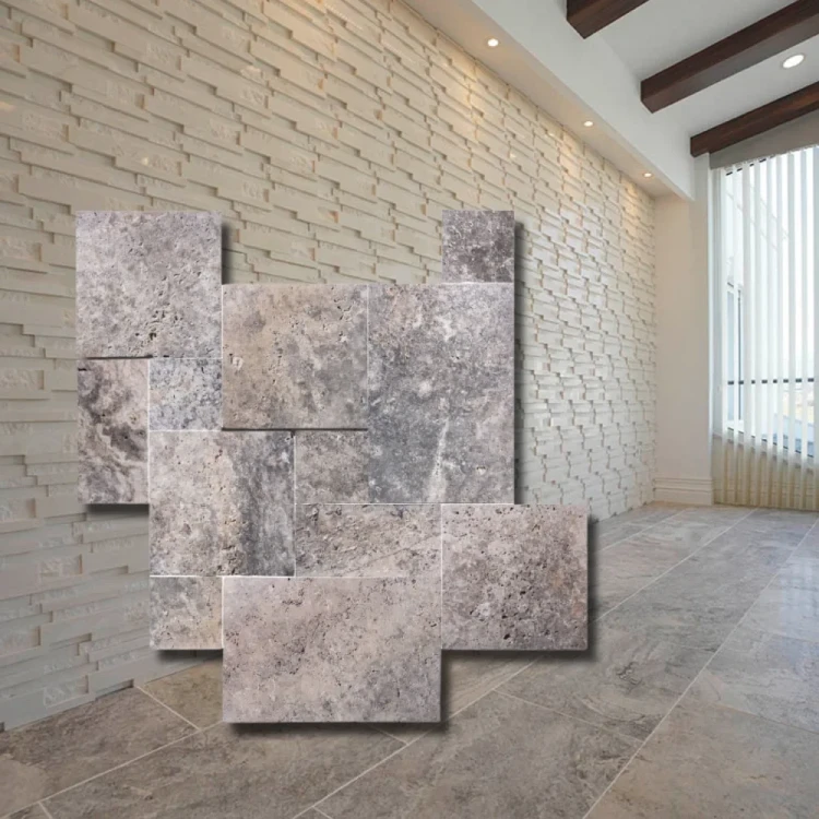 Płytka Trawertyn 12mm Ash Antyczny Roman Opus - Komplet Rzymski 0,742 m²