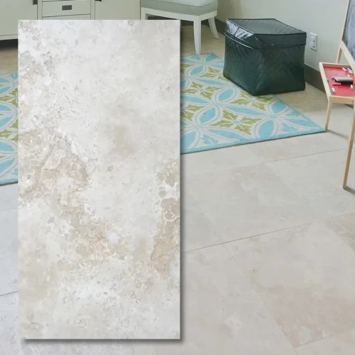 Trawertyn Ivory Classic Mix Cross Cut Szlifowany i Szpachlowany 40,6x61 - naturalny kamień w ciepłych beżach