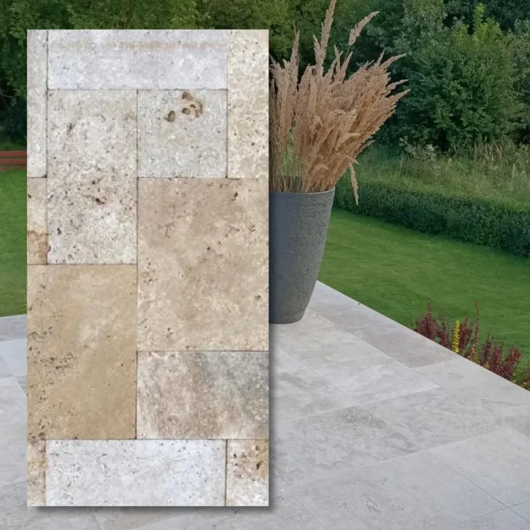Trawertyn 3 cm Beżowy Ivory Classic Mix antykowany 40,6x61 cm na taras i basen