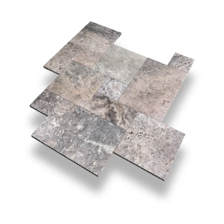 Trawertyn Ash Argent Antykowany Bębnowany 3 cm | 1kpl=0,742m2 | Komplet Rzymski – zdjęcie 2