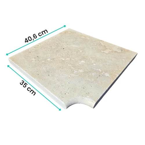 Trawertyn 3 cm Kamień Brzegowy narożnik Ivory 40,6x35 | Obrzeża do basenu Bullnose – zdjęcie 2