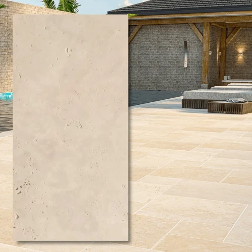 Trawertyn Light Premium Bębnowany 40,6x61x1,2 cm – jasnobeżowy kamień naturalny