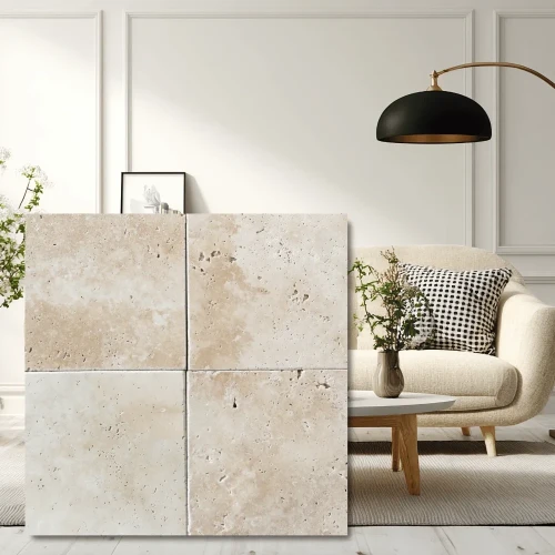 Trawertyn Super Light 10x10x1,2 cm – jasny kamień naturalny w małym formacie
