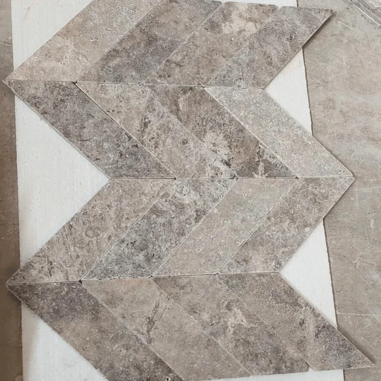 Trawertyn Silver Bębnowany 7,5x30,5 10mm Chevron – zdjęcie 4