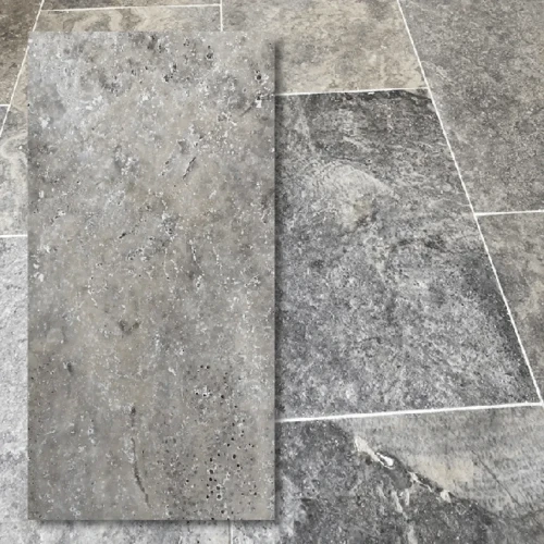 Trawertyn Silver Premium Bębnowany Szlif 61x40,6x1,2 cm - kamień naturalny do wnętrz i na zewnątrz