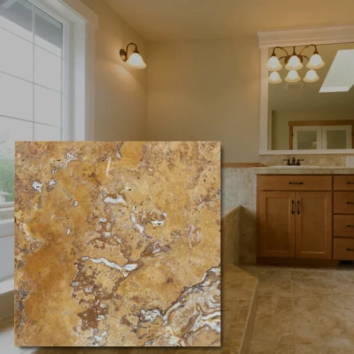 Trawertyn Yellow Modern Tumbled 20,3x20,3x1,2 cm - ciepły żółty kamień naturalny
