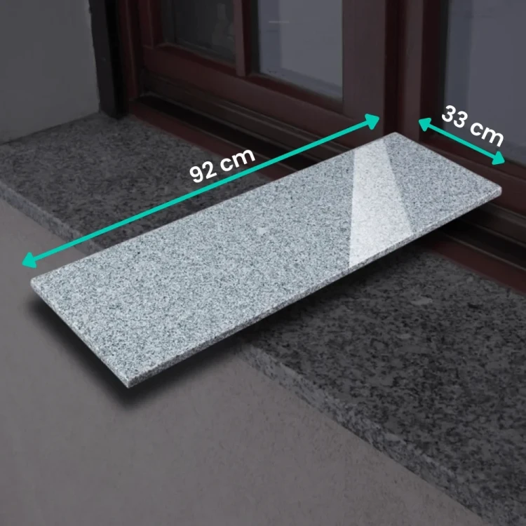Parapet granitowy szary polerowany G603 New 92x33x2 cm - kompaktowy format z kamienia