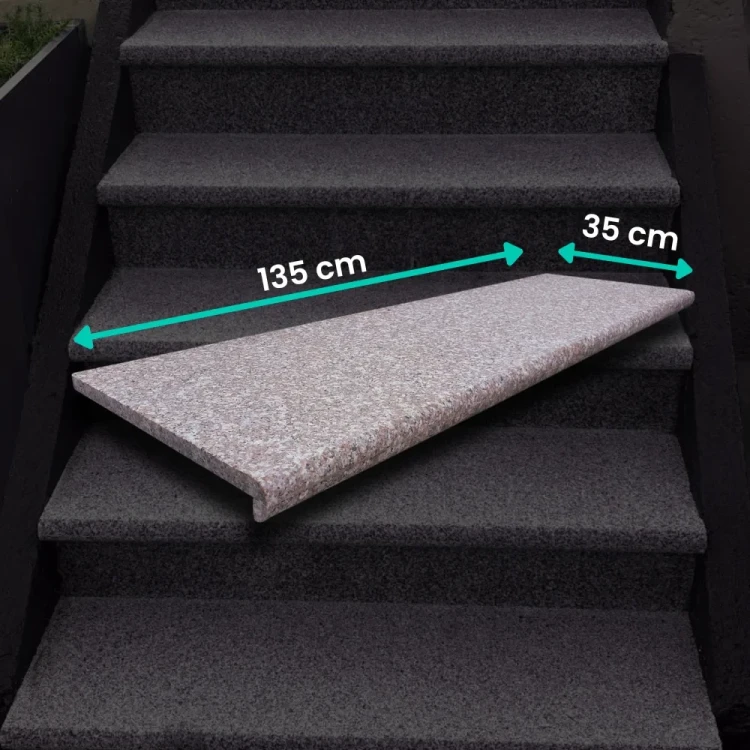 Schodek Granitowy G664 135x35x2 cm - stopnica Bullnose, brązowy granit