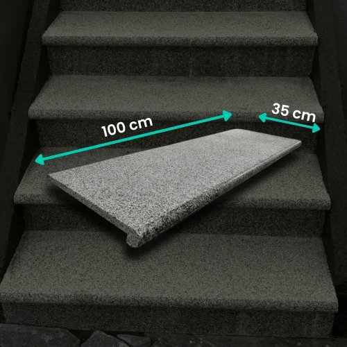 Schodek granitowy G654 New Dark Grey 100x35x2 cm - stopnica i obrzeże basenowe