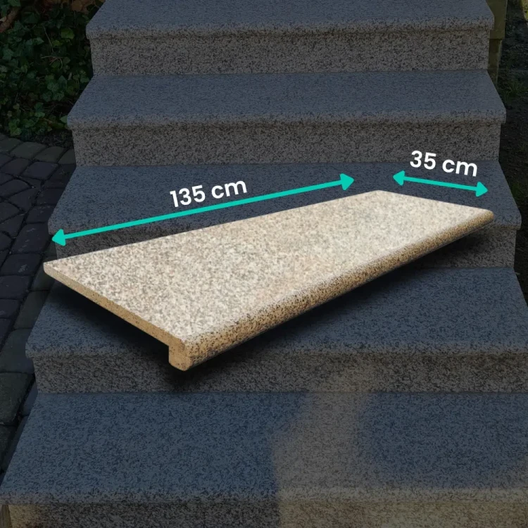 Schodek Granitowy G682 135x35x2 stopnica Bullnose - naturalny granit w odcieniach zlota