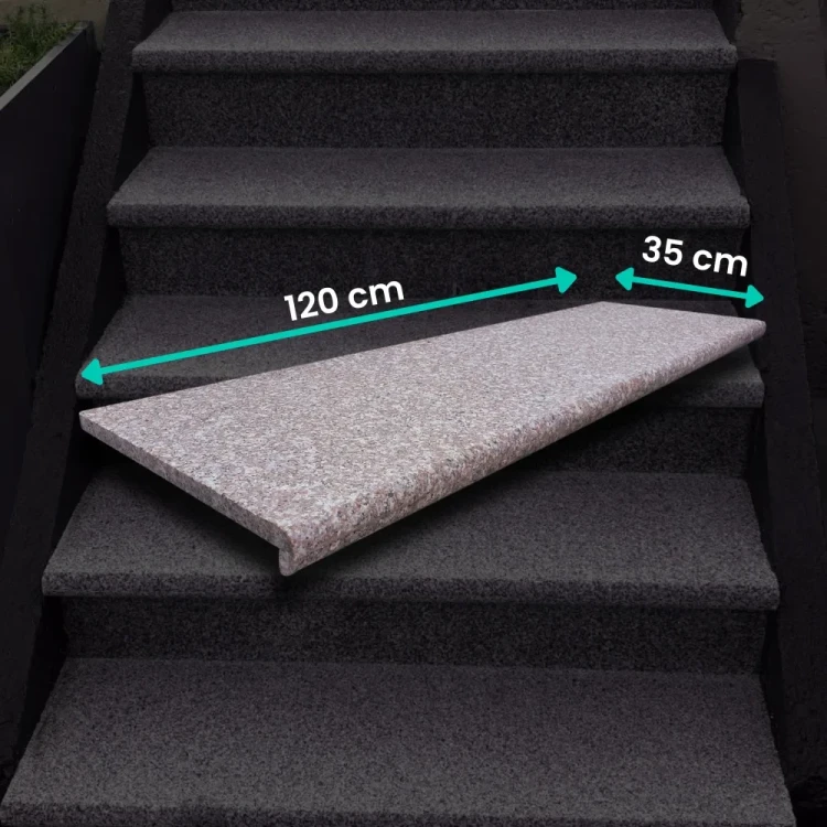 Schodek Granitowy G664 120x35x2 cm - stopnica Bullnose w odcieniu Królewski Brąz