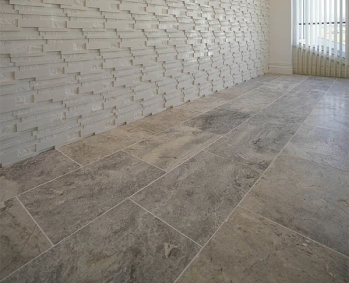 Tiles płytka trawertyn Silver Ash Antyczny 40,6x61x1,2 cm szary