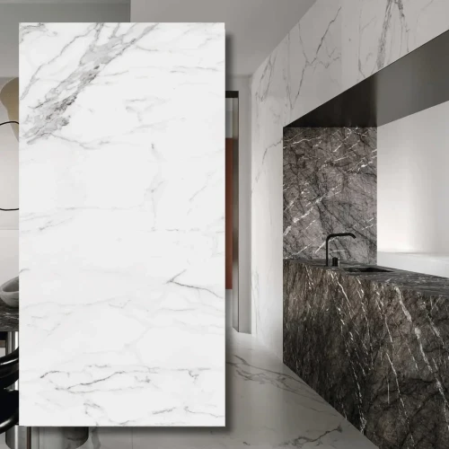 Spiek kwarcowy Grande Marazzi Statuario Matt 324x162x2 cm - marmurowa elegancja w grubości 2 cm