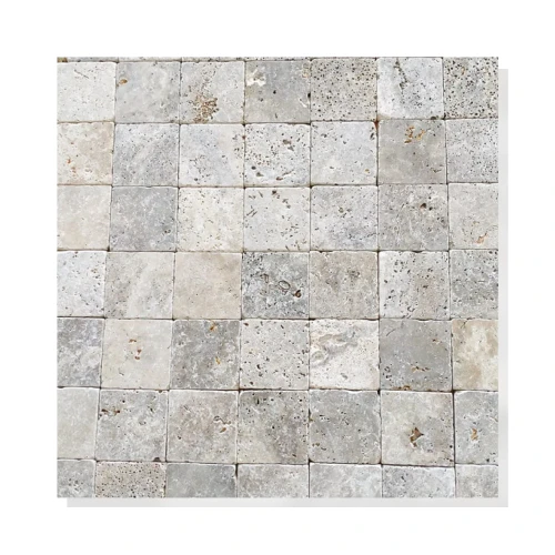 Płytki Trawertynowe Ash Silver 10x10 cm – Mały Format szare