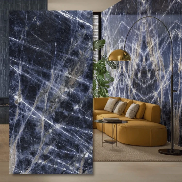 Spiek kwarcowy Grande Marazzi Sodalite Lux 320x160x0,6 cm o efekcie marmuru