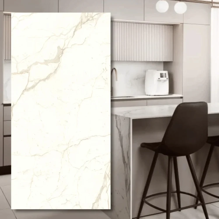 Spiek Kwarcowy Calacatta Prestigio Poler 320x160x0,6 cm - format XXL