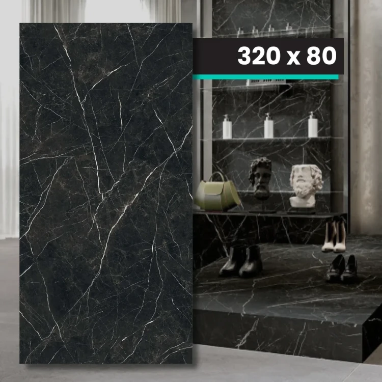 Spiek Kwarcowy TRI-D Desire Black Soft 320x80x1,2 cm - elegancka czerń wielkoformatowa