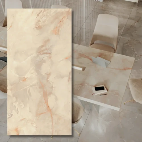 Spiek Kwarcowy TRI-D Invisible White Soft 320x160x1,2 cm - inspiracja marmurem