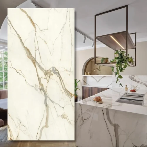 Spiek kwarcowy 12mm Calacatta Imperiale Silk 324x162 cm - luksusowy efekt marmuru