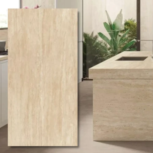 Spiek kwarcowy 6mm Travertino Sand Hammered 160x320 cm - struktura trawertynu
