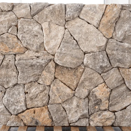 Płytka trawertynowa ścienna Rockface Silver Crazy Wall naturalna szary - wyjątkowa struktura i naturalny wygląd