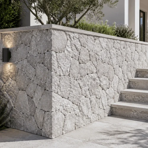 Narożnik kamienny trawertynowy Tiles Silver Crazy Wall Rockface naturalny szary – zdjęcie 2