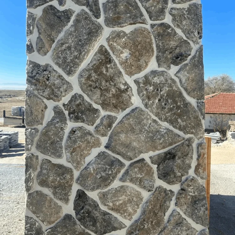 Narożnik kamienny trawertynowy Tiles Silver Crazy Wall Rockface naturalny szary – zdjęcie 6