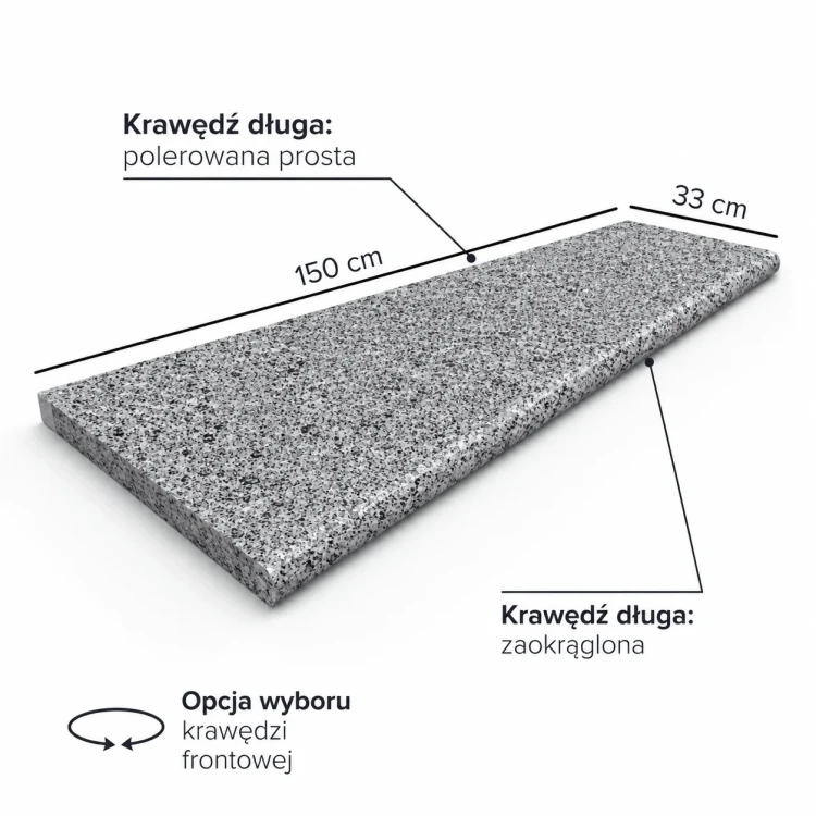 Stopnica granitowa G654 New płomieniowana - dwie krawędzie do wyboru