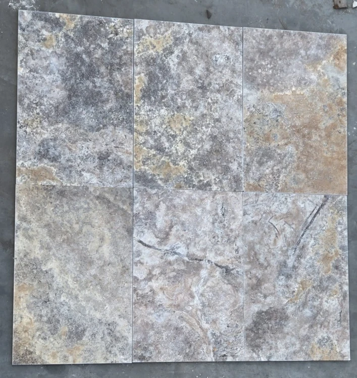 Płytka kamienna trawertynowa Tiles Silver Bębnowana 40,6x61x1,2 cm szary – zdjęcie 3