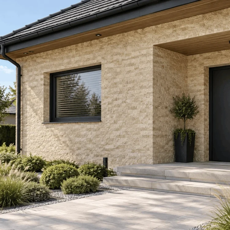 Płytka elewacyjna kamienna Tiles Limestone New Sunny Split Face 30x7x1,5 cm żółty – zdjęcie 3