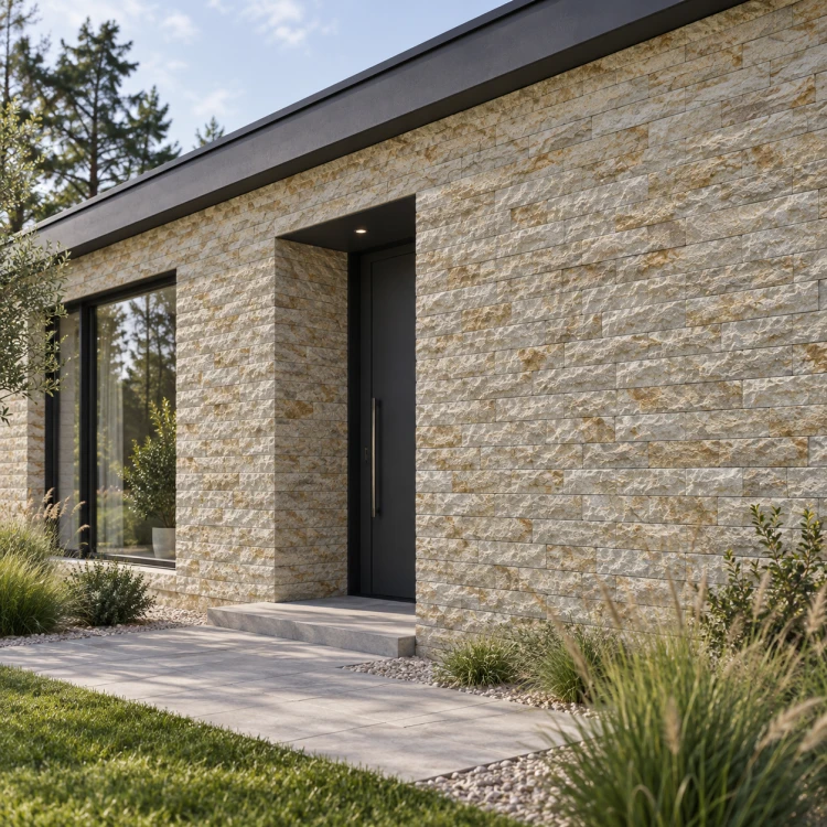 Płytka elewacyjna kamienna Tiles Limestone New Sunny Split Face 30x7x1,5 cm żółty – zdjęcie 4