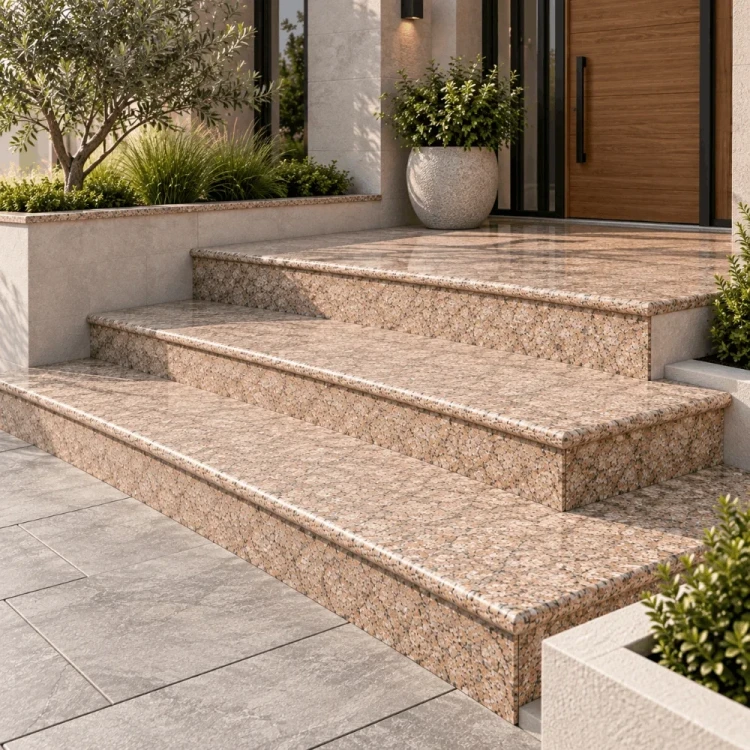Stopnica granitowa Tiles G682 Bullnose Płomieniowana 150x35x2 cm beżowy – zdjęcie 2