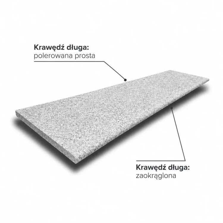 Stopnica granitowa Tiles G603 płomieniowana, 2 krawędzie wykończone 150x33x3 cm szary – zdjęcie 2
