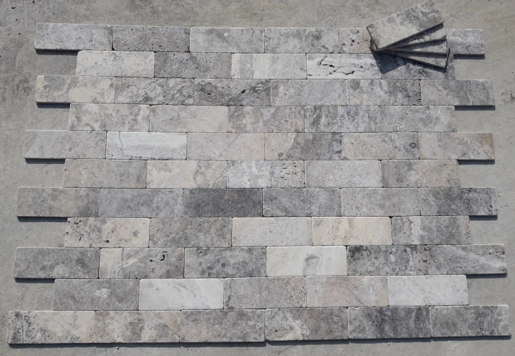 Tiles kamień dekoracyjny trawertyn Ash 10x30,5 szary