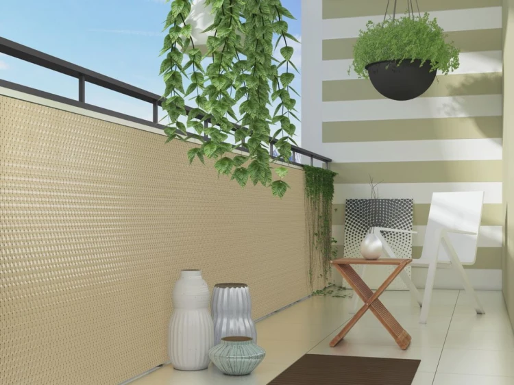 RattanArt Mata technorattanowa osłona balkonowa 90x100cm Kremowy 1200 g/m2 RD18