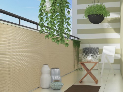 RattanArt Mata technorattanowa osłona balkonowa 100x100cm Kremowy 1200 g/m2 RD18